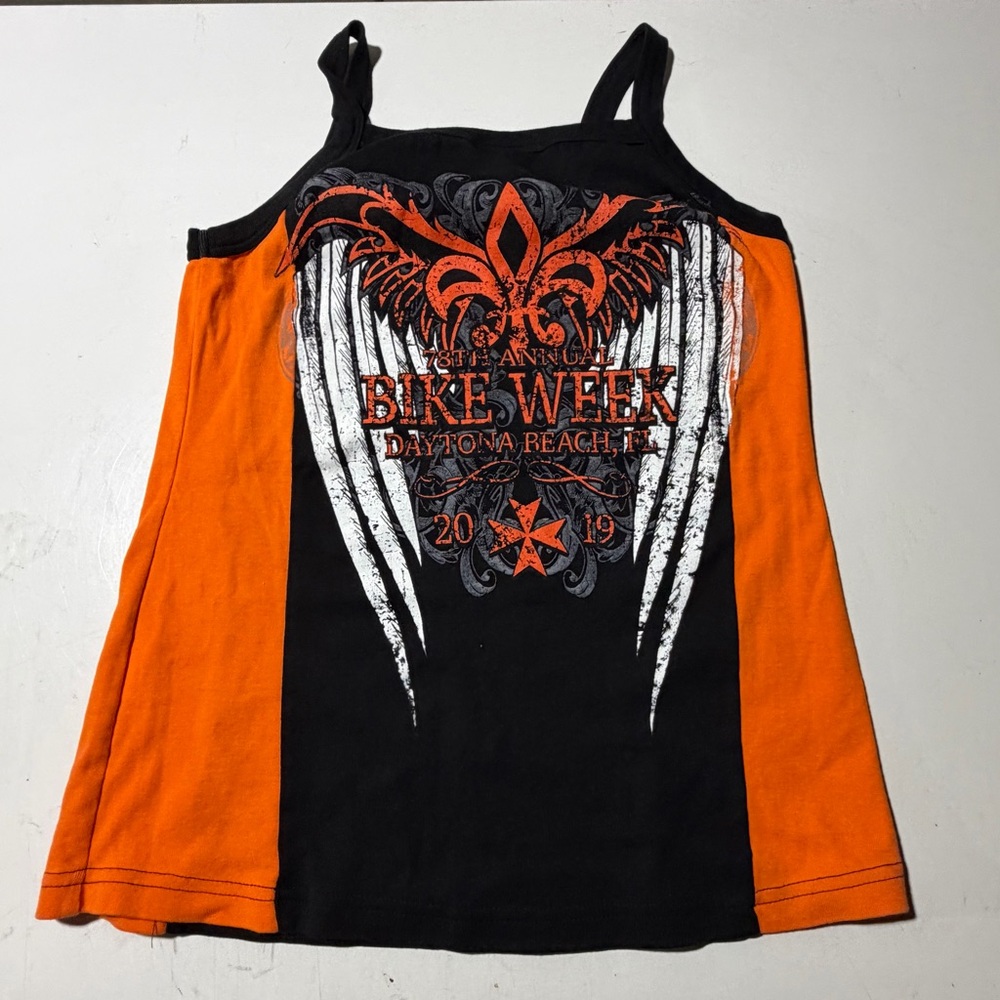 Orange and Black Graphic Tank Top